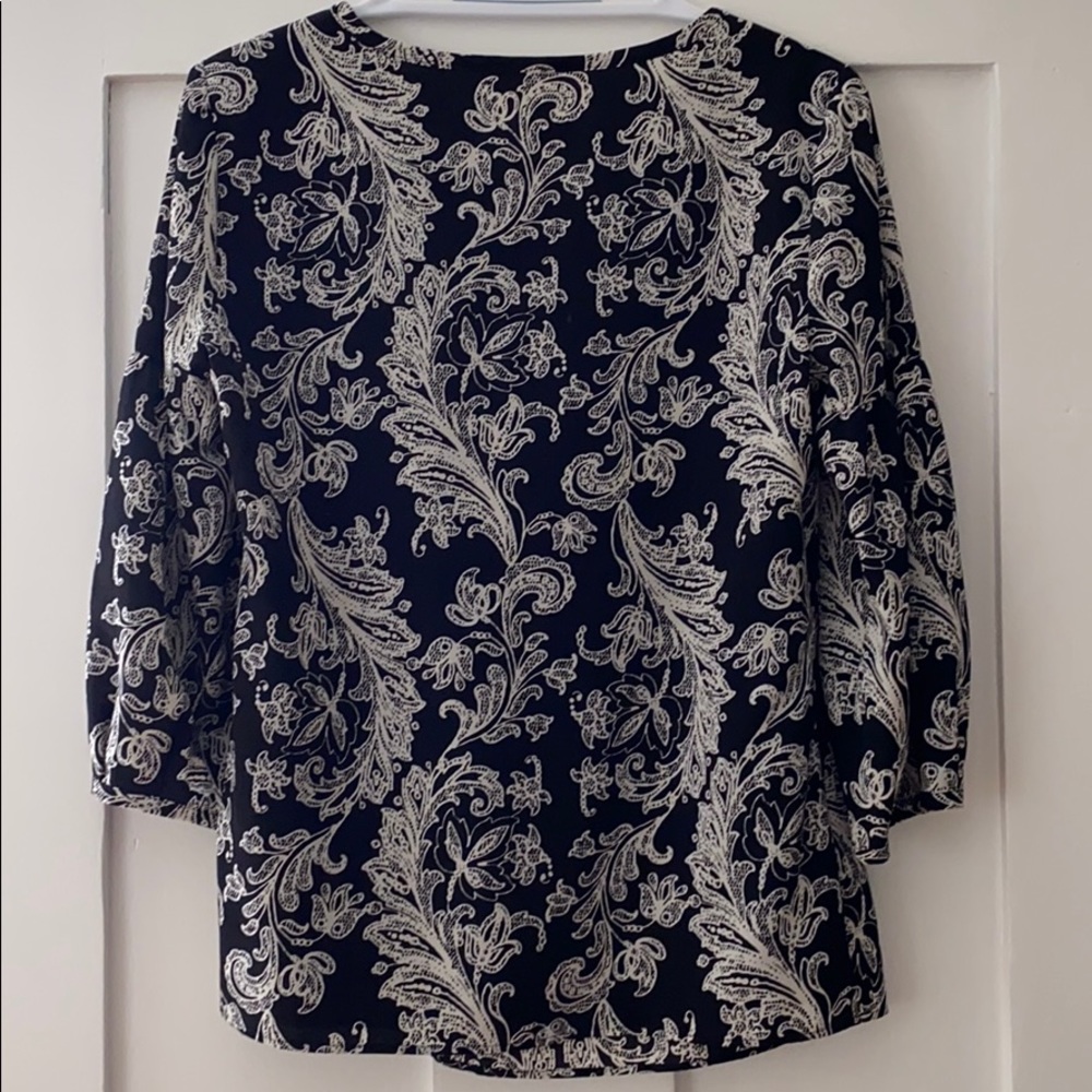 Talbots, Silky, Pleated Neck, 100% Polyester Top. - image 5